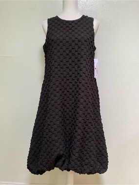 IC Collection Back Zip Dress Women’s M Black Textured Bubble Check